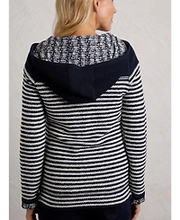 Weird Fish Women's Bianca Full Zip Stripe Macaroni Hoodie
