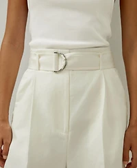 Lilysilk Women's Chic Silk-Linen Blend Bermuda Shorts