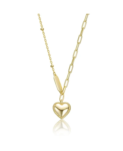 14K Gold Plated Sleek Heart Pendant Chain Necklace