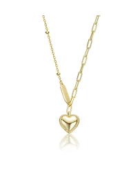 14K Gold Plated Sleek Heart Pendant Chain Necklace