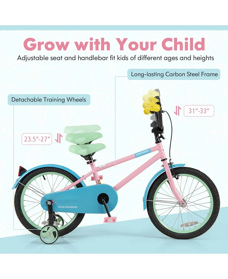 Kids Bicycle with Adjustable Handlebar and Seat for Comfort and Growth