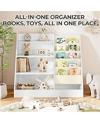 4-Tier Kids Bookshelf and Toy Storage Organizer with Anti-Tipping Kits for Safe