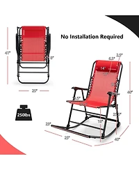 Gymax 2PCS Patio Folding Rocking Chair Outdoor Portable Lounge Rocker