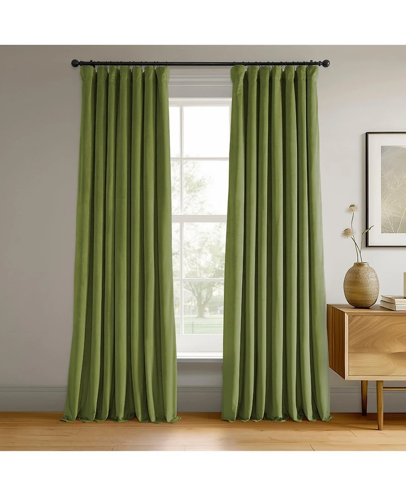 Half Price Drapes Basque Green Signature Velvet Blackout Curtain