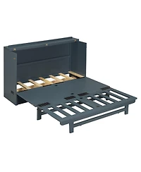 Queen Size Murphy Bed with Large Drawer,Usb Ports and