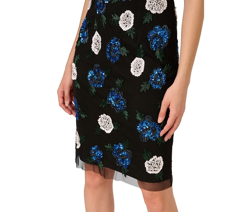 Adrianna Papell Women's Beaded Off-The-Shoulder Sheath Dress