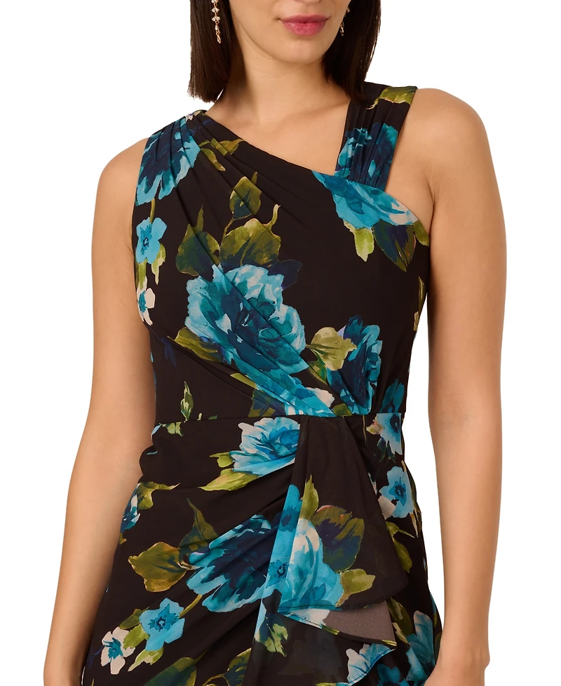 Adrianna Papell Women's Floral-Print Ruffled Gown