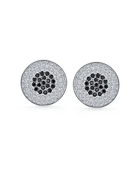 Bling Jewelry Precision Target – 11MM Black & White Cz Stud Earrings, Sterling Silver, Screw Backs