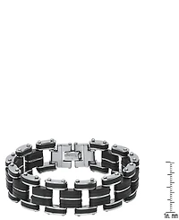 Steeltime Men's Stainless Steel and Black Rubber Bicycle Chain Bracelet