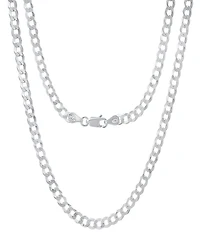 Steeltime Unisex Sterling Silver Diamond Cut Curb Link Chain Necklace