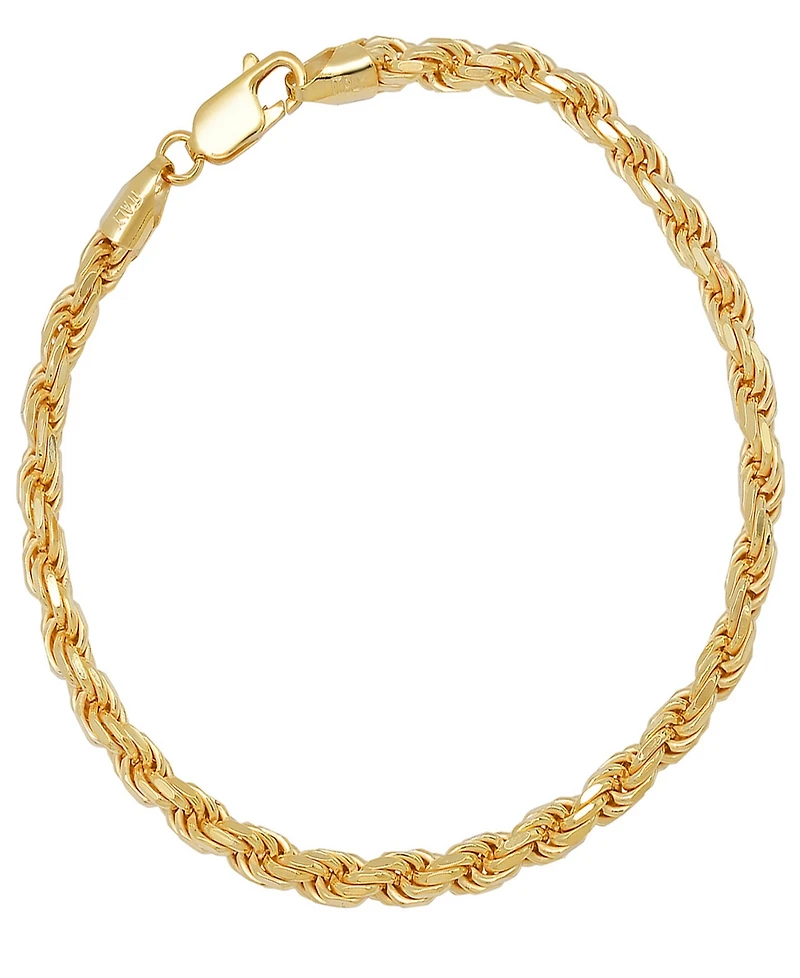 Steeltime Unisex 14K Gold Plated Sterling Silver Rope Chain Bracelet