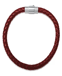 Steeltime Men's Braided Leather and Sterling Silver Magnetic Clasp Bracelet.