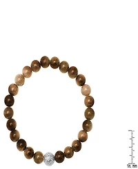 Steeltime Men's Tiger Eye Beads and Sterling Silver Bead Stretch Bracelet