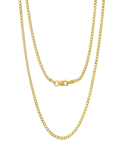 Steeltime Unisex 14K Gold Plated Cuban Flat Necklace