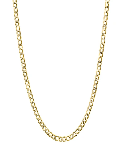 Steeltime Unisex Gold Plated and Sterling Silver Cuban Superflat Necklace