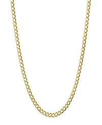Steeltime Unisex Gold Plated and Sterling Silver Cuban Superflat Necklace