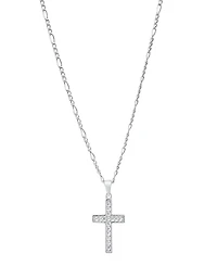 Steeltime Unisex Sterling Silver Cross Pendant Figaro Chain Necklace