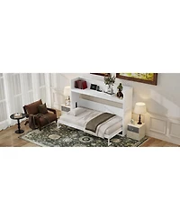 Streamdale Furniture Twin Xl Size Murphy Bed with Desk, Led Light and Usb Charging Station