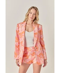 endless rose Women's Floral Jacquard Blazer