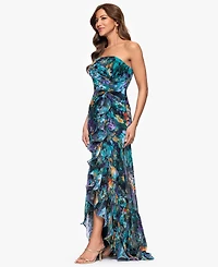 Xscape Women's Printed Sleeveless Maxi Dress