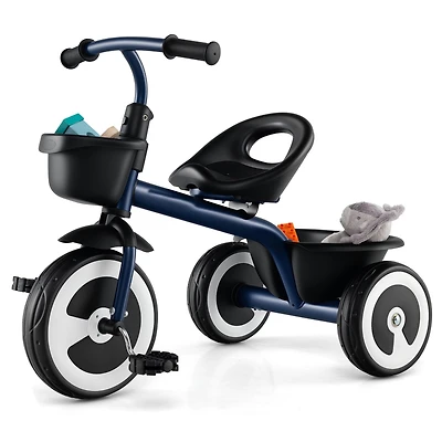 Toddler Tricycle with Adjustable Seat Storage Baskets for 1.5-5 Years Old