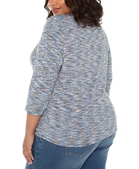 Liverpool Los Angeles Trendy Plus Space-Dyed 3/4-Sleeve Knit T-Shirt