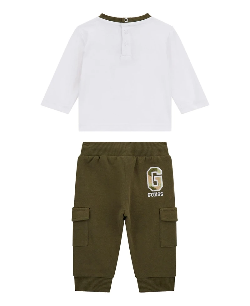 Guess Baby Boys 2-Piece Long Sleeve T-Shirt and Cargo Jogger Set