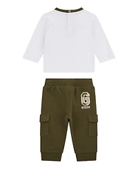 Guess Baby Boys 2-Piece Long Sleeve T-Shirt and Cargo Jogger Set
