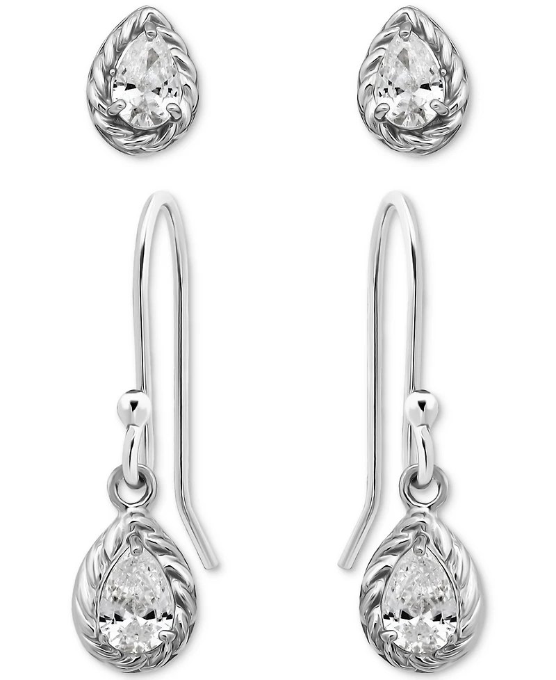 Giani Bernini 2-Pc. Set Cubic Zirconia Pear-Shaped Stud & Drop Earrings in 18k Yellow Gold over Sterling Silver, Exclusively at Macy's