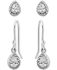 Giani Bernini 2-Pc. Set Cubic Zirconia Pear-Shaped Stud & Drop Earrings in 18k Yellow Gold over Sterling Silver, Exclusively at Macy's