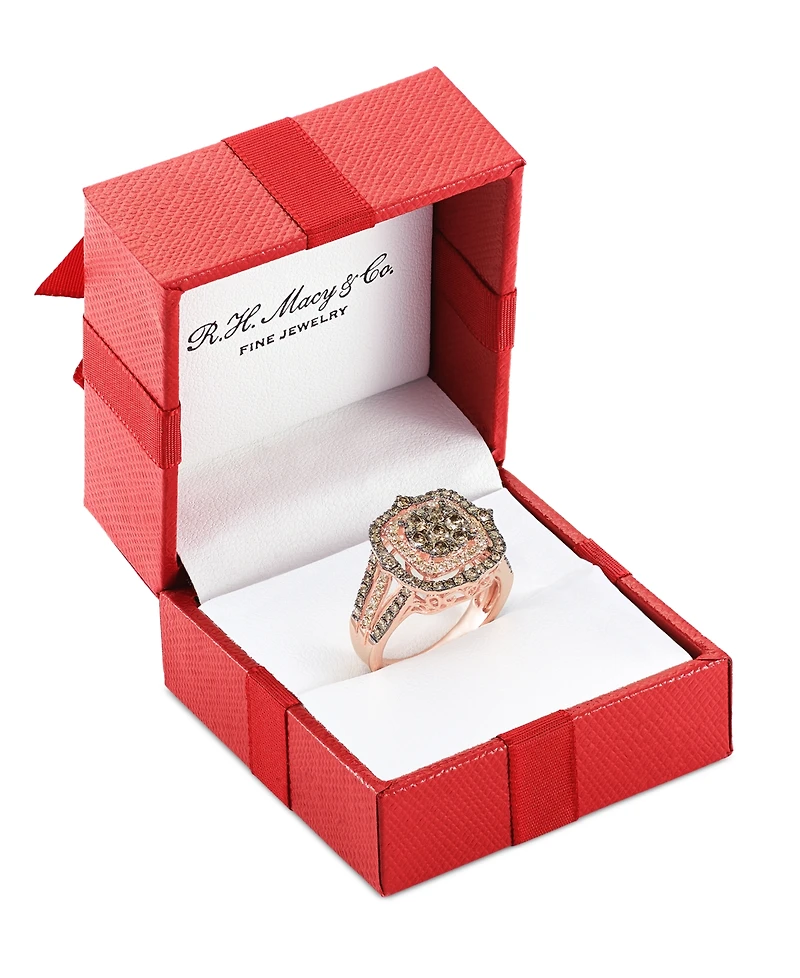 Le Vian Chocolate Diamond & Nude Halo Cluster Ring (1-1/2 ct. t.w.) 14K Rose Gold (Also Available White or Yellow Gold)