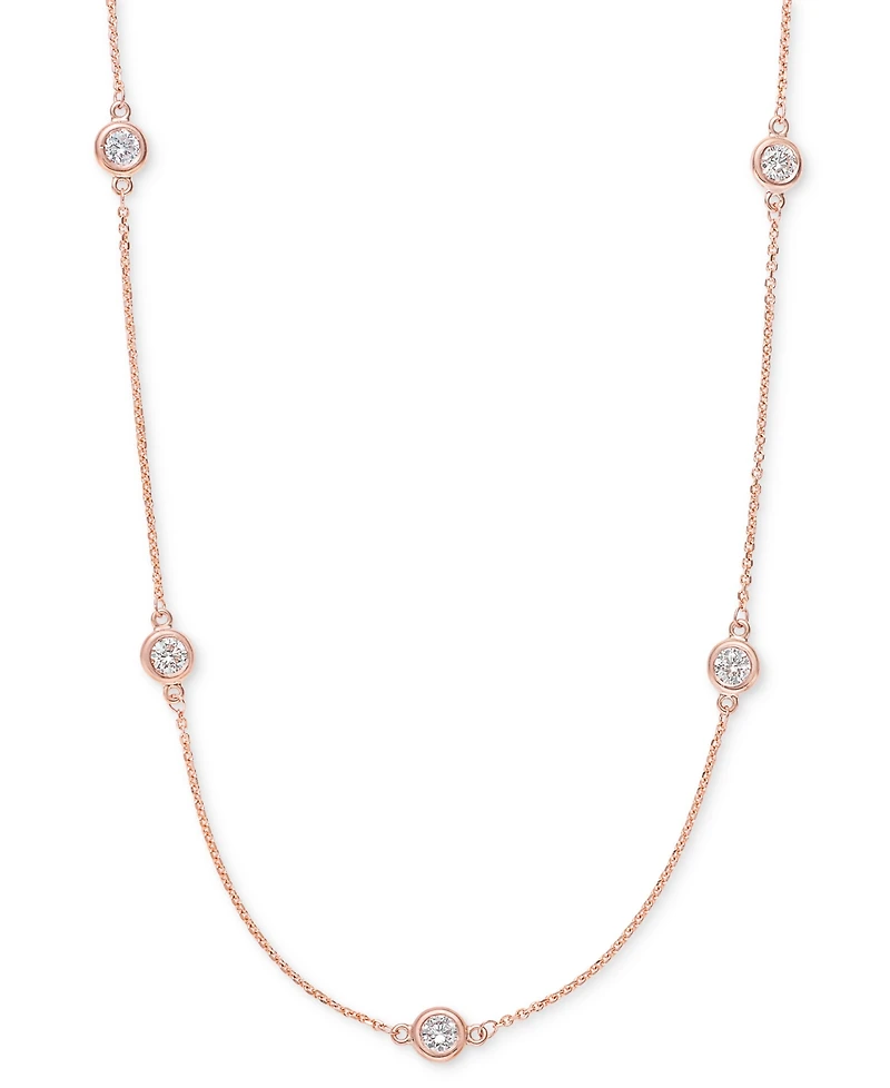 Effy Diamond Bezel 20" Statement Necklace (1 ct. t.w.) in 14k White, Yellow or Rose Gold