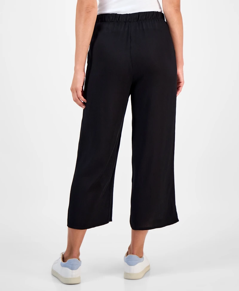 Style & Co Petite Crop Tie-Waist Wide-Leg Pants, Exclusively at Macy's
