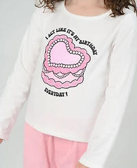 Rare Editions Little Girls 3-Piece Cake Printed T-Shirt, Demin Vest and Flared Twill Pants Set