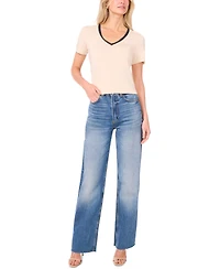 Sam & Jess Women's V-Neck Ribbon-Trim Top