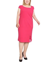 Ny Collection Plus Cap Sleeve Exposed Zipper Dress