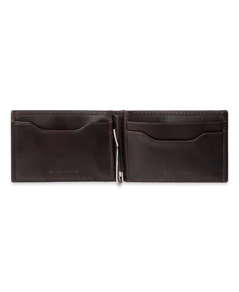 Calvin Klein Men's Rfid Two Tone Arcadia Leather Front Pocket Flick Bar Wallet
