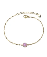 14K Gold Plated with Pink Cubic Zirconia Adjustable Bracelet