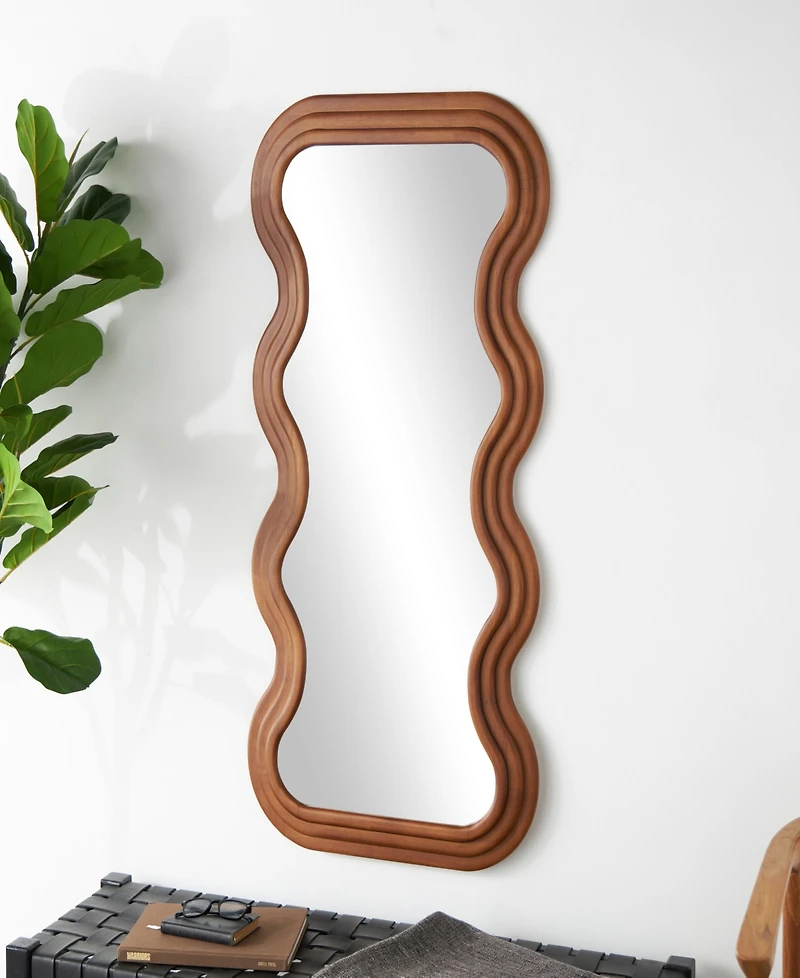 Rosemary Lane Wood 47" Wavy Modern Wall Mirror