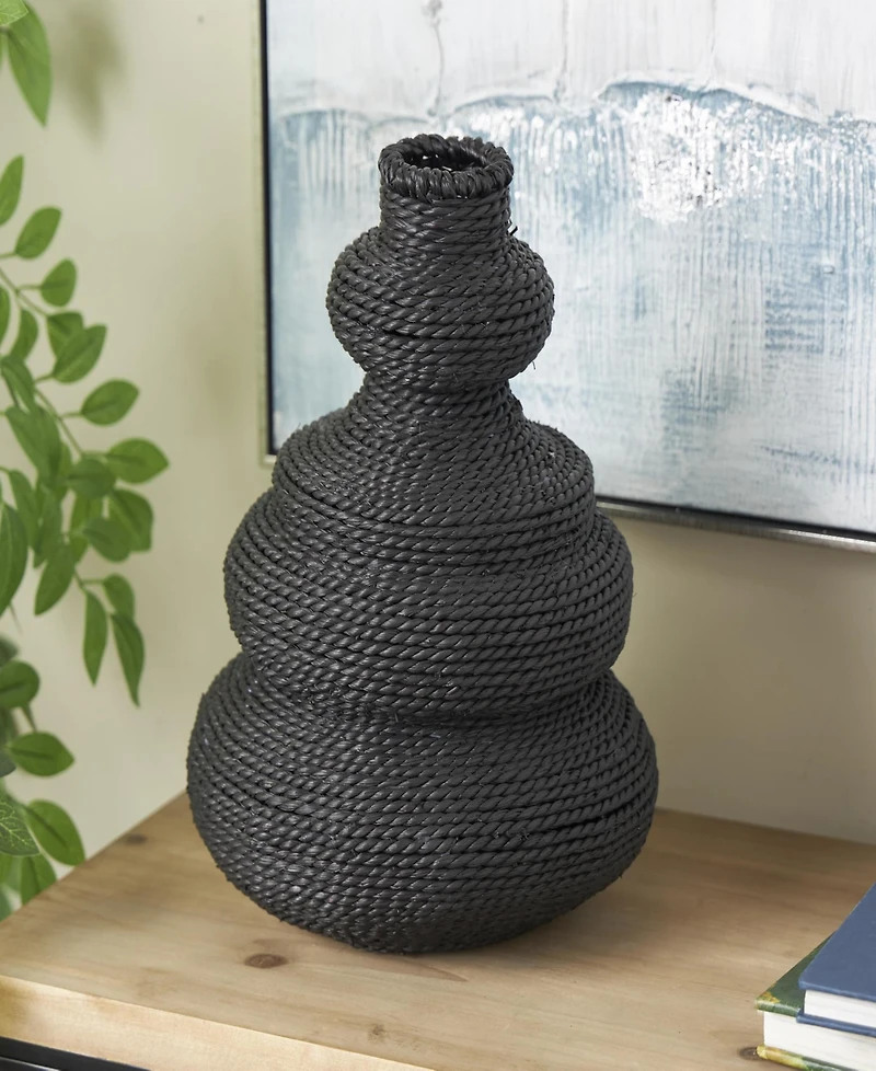 Rosemary Lane Seagrass 13.9" Woven Bubble Bohemian Vase