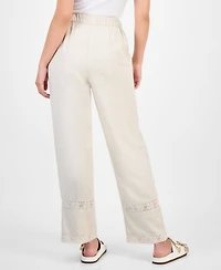 And Now This Petite Linen-Blend Lace-Inset Wide-Leg Pants, Exclusively at Macy's