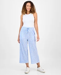Style & Co Petite Printed High-Rise Wide-Leg Ankle Pants, Exclusively at Macy's