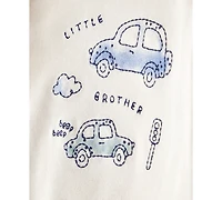 Carter's Baby Boys Cotton Cars Little Brother Long-Sleeve Bodysuit & Pants, 2 Piece Set