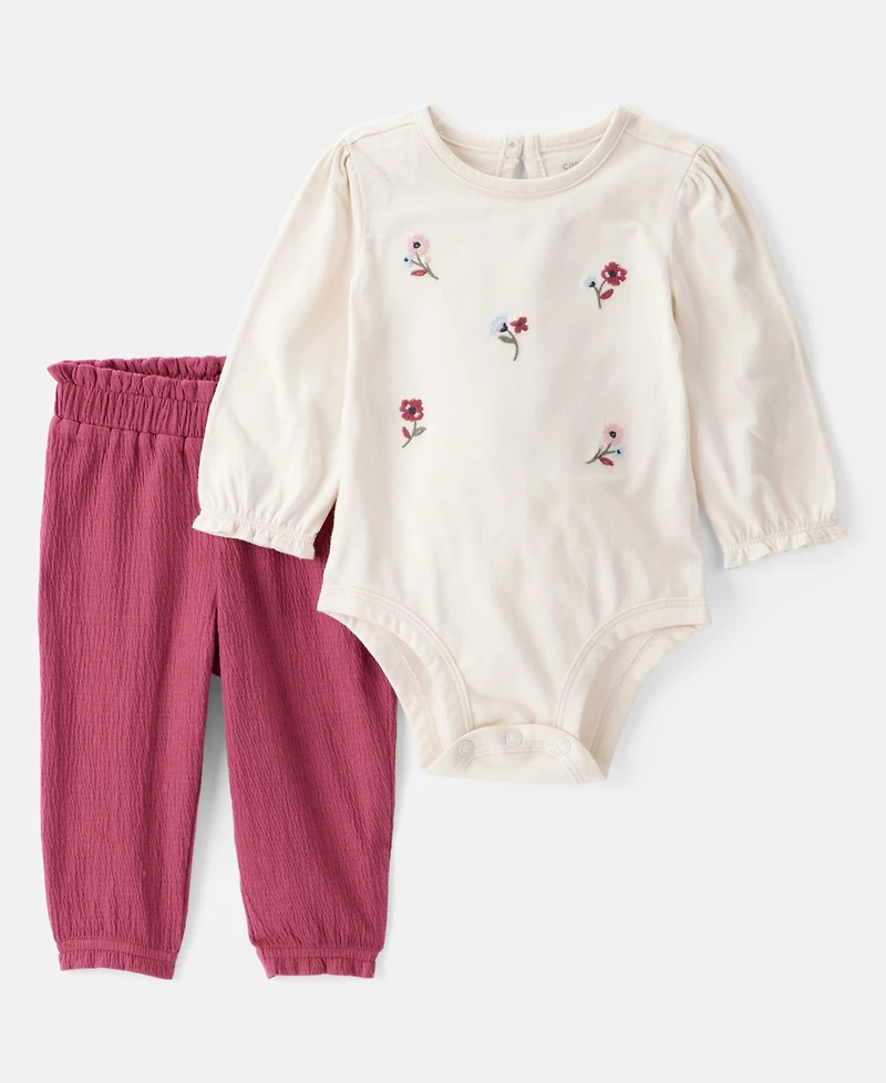 Carter's Baby Girls Floral Long-Sleeve Bodysuit & Pants, 2 Piece Set