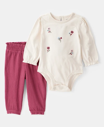 Carter's Baby Girls Floral Long-Sleeve Bodysuit & Pants, 2 Piece Set