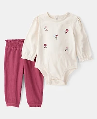 Carter's Baby Girls Floral Long-Sleeve Bodysuit & Pants, 2 Piece Set