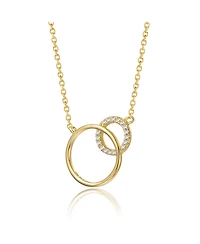 Rachel Glauber 14K Gold Plated Cubic Zirconia Entwined Triple Eternity Circle Necklace