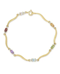 Sterling Silver Gold Plated Multi-Colored Cubic Zirconia Bracelet