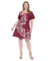 London Times Plus Short-Sleeve A-Line Dress