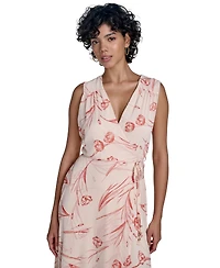 Calvin Klein Women's Sleeveless Chiffon Wrap A-Line Dress